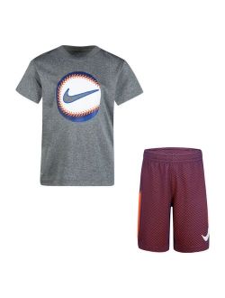 Boys 4-7 Nike Sports Ball Graphic Tee & Mesh Shorts Set