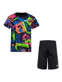 Boys 4-7 Nike Bold Patterned Tee & Shorts Set