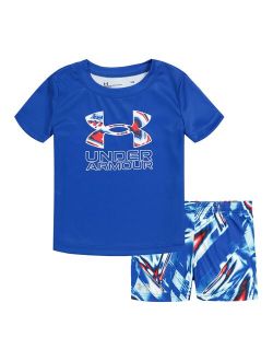 Toddler Boy Under Armour Tie Dye Logo Graphic Tee & Shorts Set