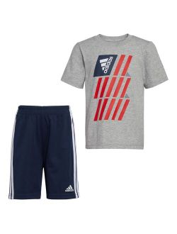Toddler Boy adidas Flag Graphic Tee & Shorts Set