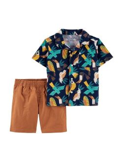 Toddler Boy Carter's Tropical Button-Front Shirt & Shorts Set