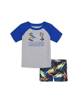 Toddler Boy Under Armour Rowdy Bolts Big Logo Graphic Tee & Shorts Set