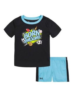 Toddler Boy Under Armour "Born Awesome" Graphic Tee & Shorts Set