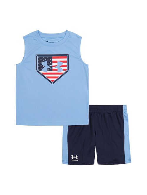 Boys 4-7 Under Armour Freedom Home Plate Graphic Muscle Tank Top & Shorts Set