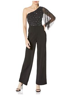 womens Beaded One Shoulder Jumpsuit