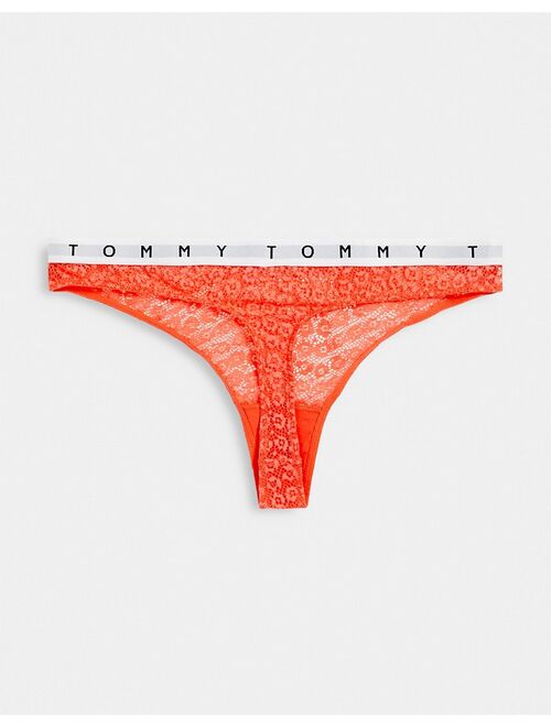 Tommy Hilfiger 3-pack logo lace thongs in blue, coral and peach