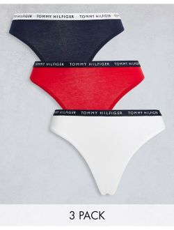 3 pack thong in navy white and red