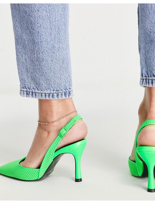 ASOS DESIGN Samber slinback stiletto heels in green