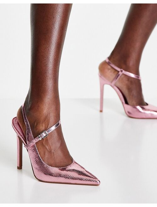 ASOS DESIGN Piano asymetric high heeled shoes in pink