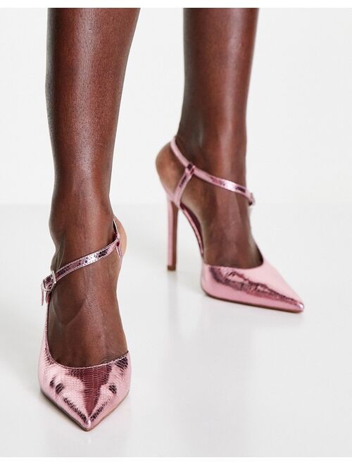 ASOS DESIGN Piano asymetric high heeled shoes in pink