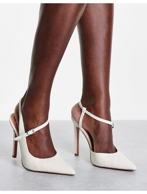 ASOS DESIGN Piano asymmetric high heeled shoes in white