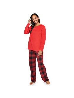 Microfleece Long Sleeve Pajama Top & Pajama Bottoms Set