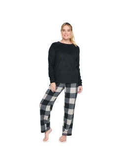 Microfleece Long Sleeve Pajama Top & Pajama Bottoms Set