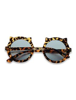 ShadyVEU Girls Round Kitty Cat Ears Cheetah Leopard Colorful Kids Toddler Ages 2 - 7 yr. Sunglasses