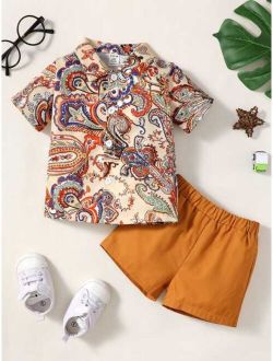 Baby Paisley Floral Print Shirt Shorts