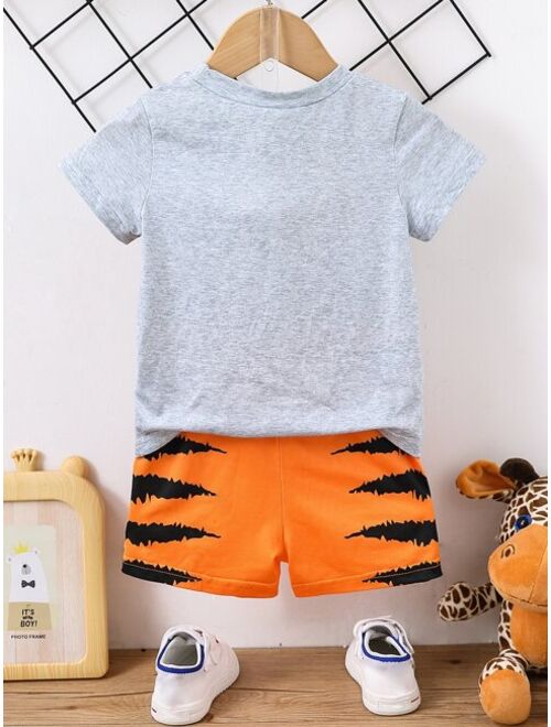 Shein Baby Cartoon Letter Graphic Tee Shorts