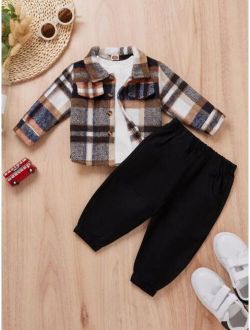 Baby Plaid Overcoat With Pants