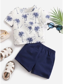 Baby Tropical Letter Graphic Tee Shorts