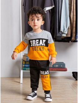 Baby Letter Graphic Colorblock Pullover Sweatpants