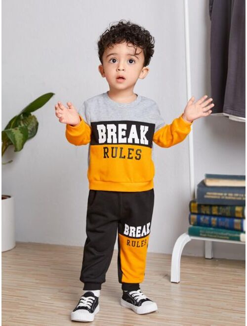 SHEIN Baby Letter Graphic Colorblock Pullover Sweatpants