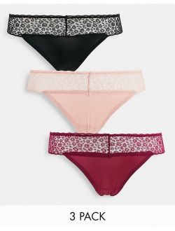 3 pack lace thongs in multi