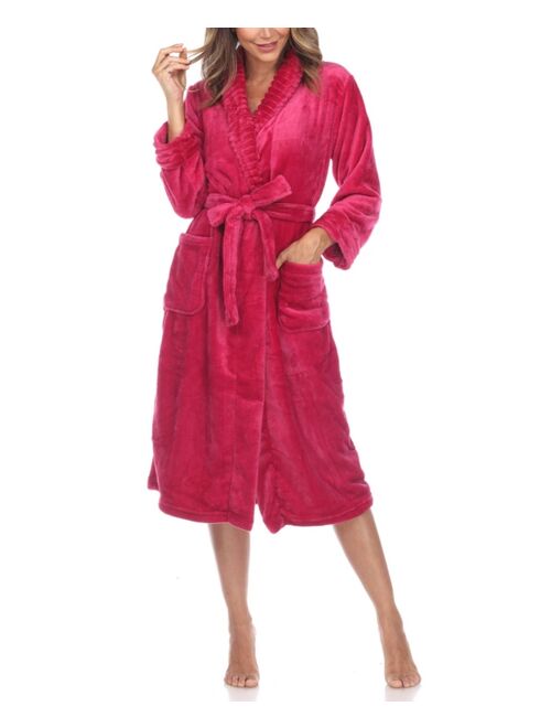WHITE MARK Women's Long Cozy Loungewear Belted Robe