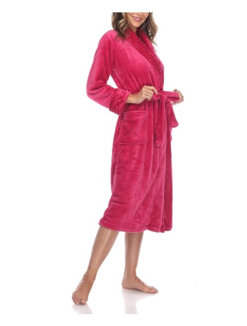 WHITE MARK Women's Long Cozy Loungewear Belted Robe
