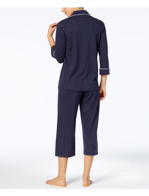 Polo Ralph Lauren LAUREN RALPH LAUREN 3/4 Sleeve Cotton Notch Collar Capri Pant Pajama Set