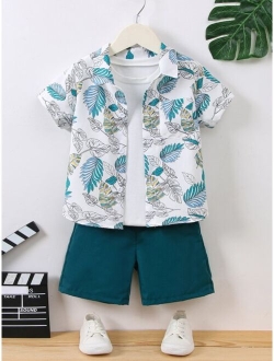 Toddler Boys Tropical Print Shirt Shorts