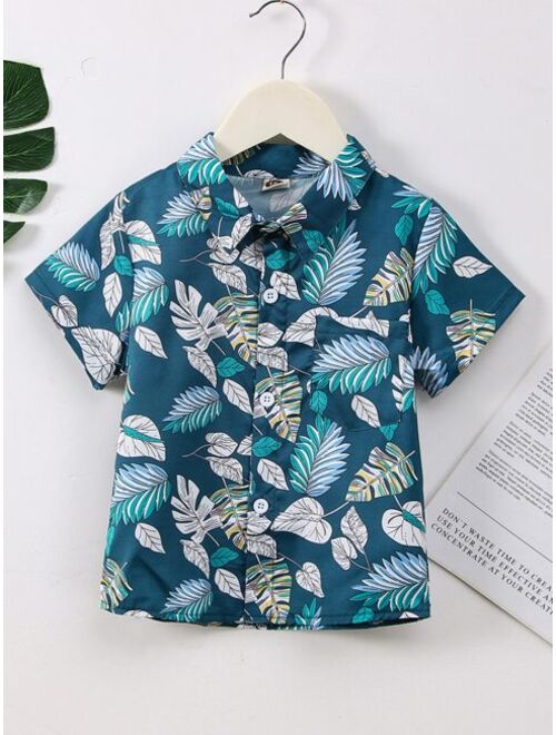 Shein Toddler Boys Tropical Print Shirt Shorts