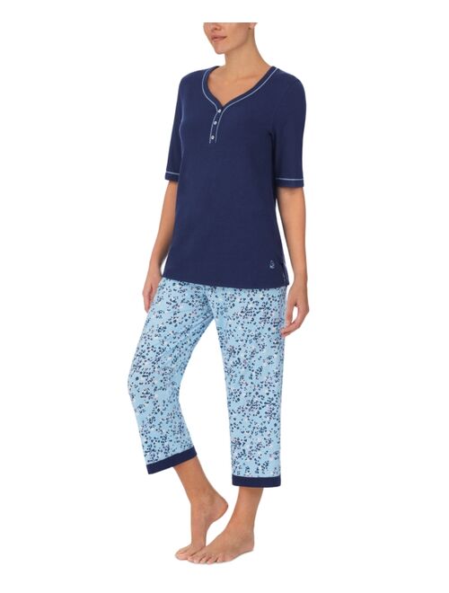 CUDDL DUDS Henley Top & Cropped Pants Pajama Set