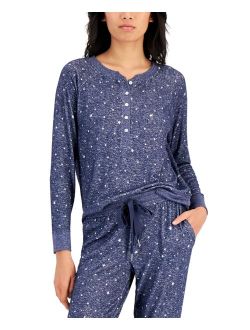 Women's Long-Sleeve Hacci Pajama Top, Created for Macy's