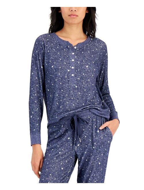 ALFANI Women's Long-Sleeve Hacci Pajama Top, Created for Macy's