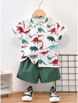 Toddler Boys Dinosaur Print Shirt Shorts
