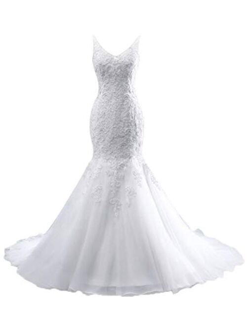 Jaeden Wedding Dress Mermaid Bride Dresses Lace Wedding Gowns V Neck Trumpet Bridal Gowns