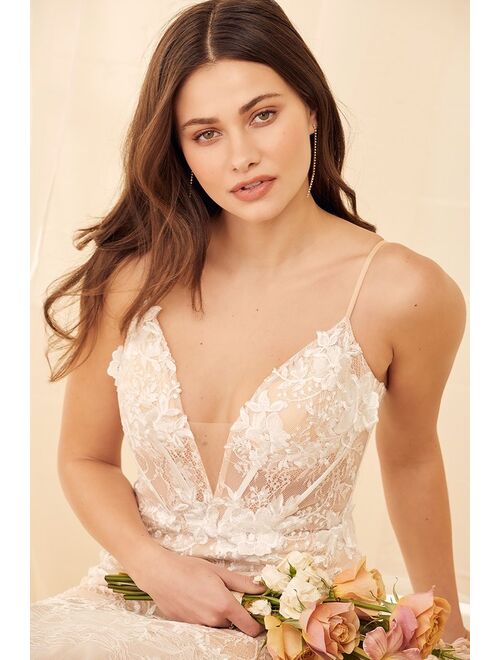 Lulus To Be Loved White Embroidered Lace Trumpet Maxi Dress