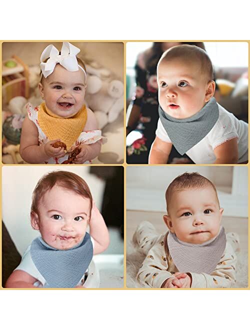 Muslin Baby Bibs 10 Pack Soft and Absorbent, Baby Bandana Drool Teething Bibs for Boys Girls by Meowcards