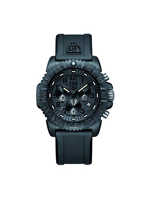 Luminox Navy Seal Blackout XS.3081.BO.F Mens Watch 44mm - Military Dive Watch in Black Date Function Chronograph 200m Water Resistant