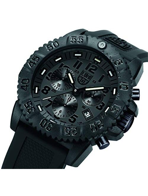 Luminox Navy Seal Blackout XS.3081.BO.F Mens Watch 44mm - Military Dive Watch in Black Date Function Chronograph 200m Water Resistant