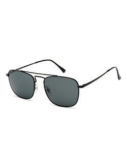 JIM HALO Retro Square Aviator Sunglasses Premium Glass Lens Flat Metal Eyewear Men Women
