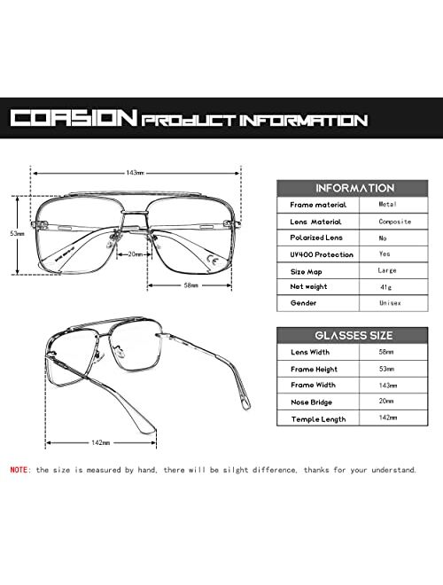 COASION Tony Stark Sunglasses Costume Eyewear Retro Square Aviator Sun Glasses Frames for Men Women