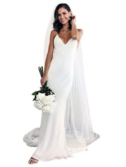 Homdor Simple Boho Wedding Dresses for Bride Mermaid 2022 Spaghetti Straps V Neck Beach Bridal Gowns