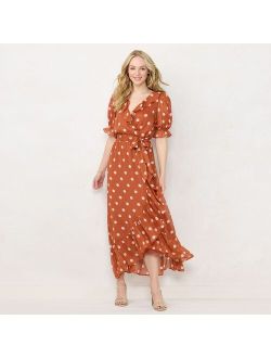 Women's LC Lauren Conrad Polka-Dot Ruffle Faux-Wrap Dress