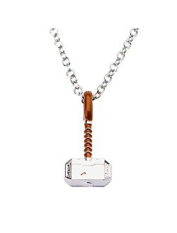 Comics Thor Hammer Unisex Adult Silver Plated Pendant Necklace. Official Licensed Jewelry, One Size.(THORHAMPNK01B)