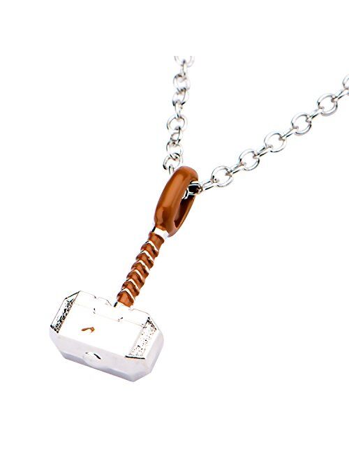 Marvel Comics Thor Hammer Unisex Adult Silver Plated Pendant Necklace. Official Licensed Jewelry, One Size.(THORHAMPNK01B)