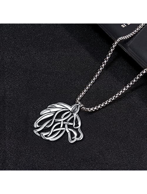 Storyetain Wolf Necklace 925 Sterling Silver Wolf Pendant Celtic Knot Wolf Head Necklace Jewelry Birthday Gifts for Men Women