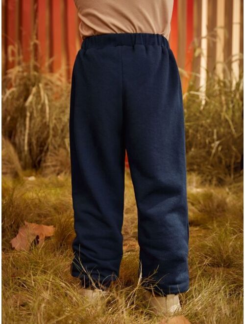 SHEIN Toddler Boys Button Front Elastic Waist Sweatpants