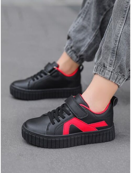 Shein Boys Two Tone Hook-and-loop Fastener Skate Shoes