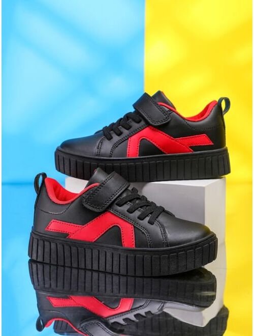 Shein Boys Two Tone Hook-and-loop Fastener Skate Shoes