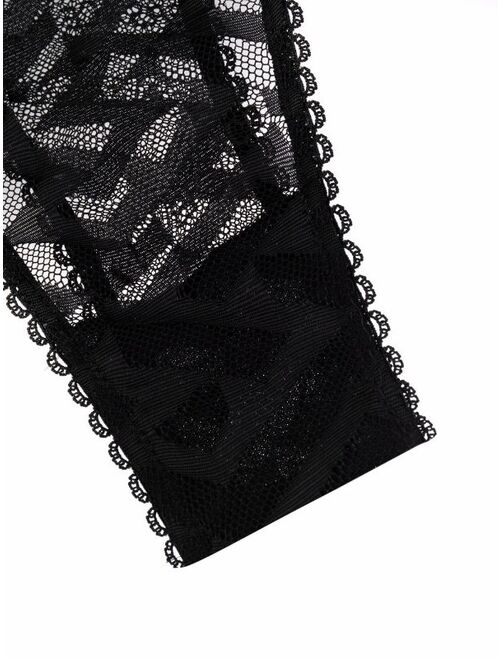 Versace lace-detail semi-sheer thong